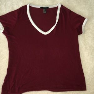 Maroon Forever 21 Cropped T-Shirt